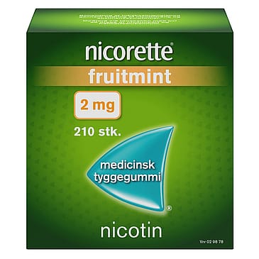 Nicorette® Fruitmint 2 mg medicinsk tyggegummi 210 stk.